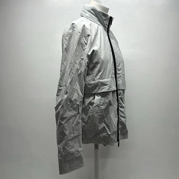 J Lindeberg Melocly Jacket Light Coat Packable Hooded Full Zip Gray Womens Large - Picture 4 of 16